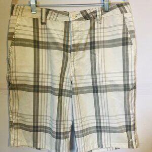O’Neill Men’s Plaid Shorts Beige Gray Size 33 Surf Skate Casual